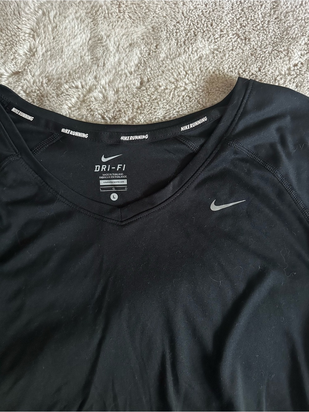 Nike Black Dri-FIT Short Sleeve V-Neck Performance Tee - Picture 2 of 3